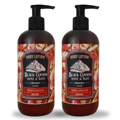 Black Canyon Brown Sugar & Fig Scented Body Lotion with Lanolin and Jojoba Oil, 12 Oz (2 Pack)