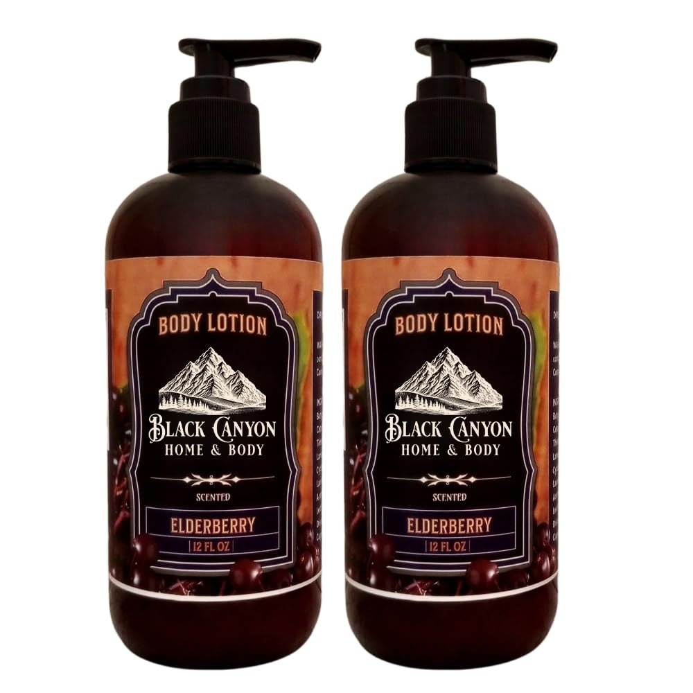 Black Canyon Elderberry Scented Body Lotion with Lanolin and Jojoba Oil, 12 Oz (2 Pack)