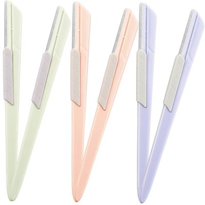 SAFIGLE 6pcs Portable Eyebrow Razor Stainless Steel Face Razor for Women Men Easy to Use Eyebrow Trimmer Sliding Cover