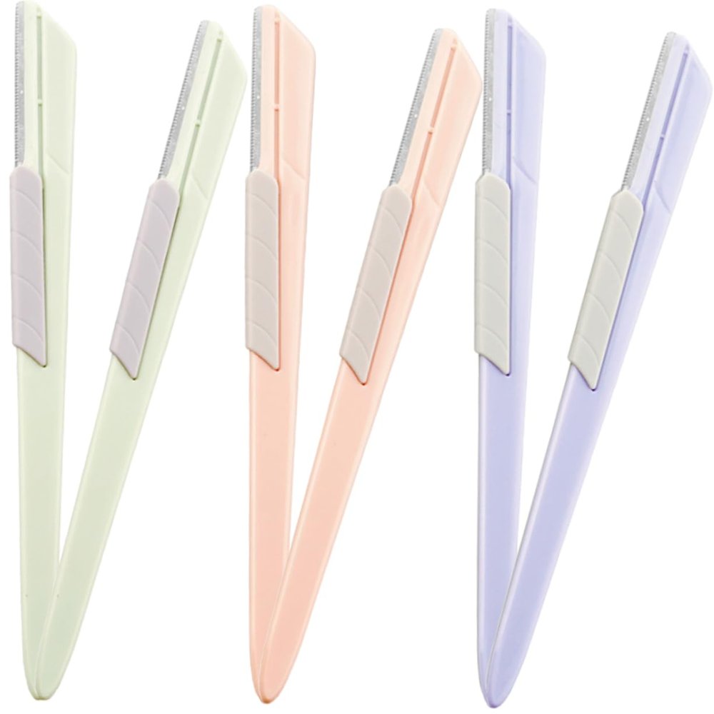 SAFIGLE 6pcs Portable Eyebrow Razor Stainless Steel Face Razor for Women Men Easy to Use Eyebrow Trimmer Sliding Cover