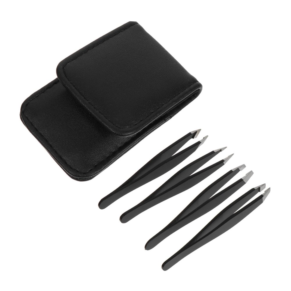 Beaupretty 1set Stainless Steel Eyebrow Tweezers Professional Beauty Eyebrow Clips for Grooming Ergonomic Design Angle for Fine Hair Home Beauty Tool