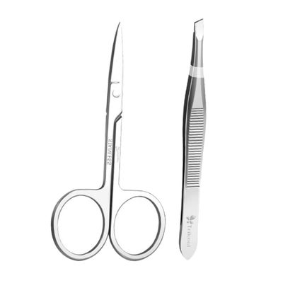 VICASKY Stainless Steel Eyebrow Scissor and Tweezer Set Compact Brow Trimming Tools for Precise Eyebrow Shaping and Grooming Lightweight and Portable Beauty Makeup Accessories