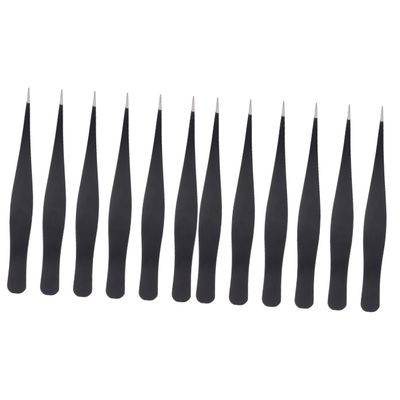 Beaupretty 12pcs Stainless Steel Eyelash Tweezers for Makeup Eyelash Extensions and Eyebrow Grooming Lightweight Design for Easy Use and Travel