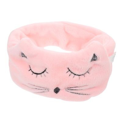 VICASKY Pink Flannel Fabric Embroidered Headband for Face Washing