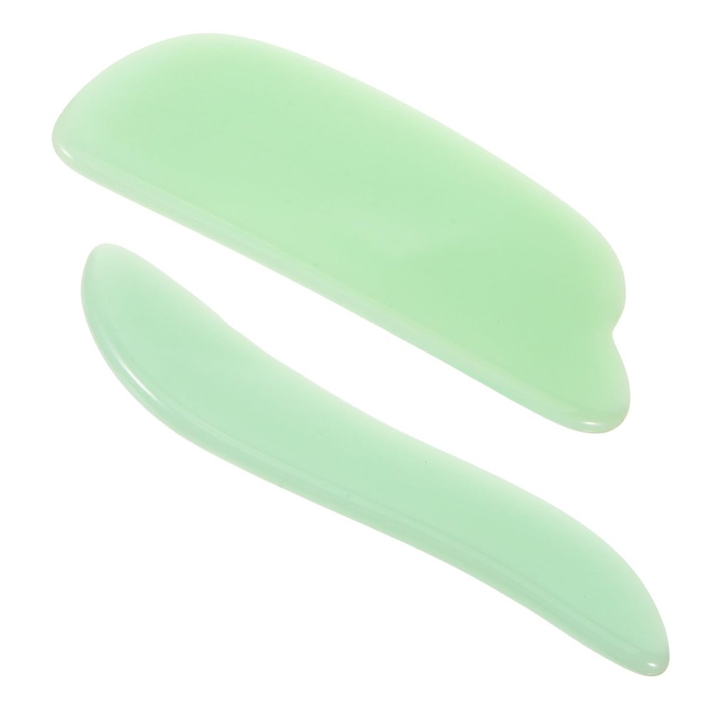 PACKOVE 2pcs Jade Facial Scraper Board for Comfortable Skin Massage Gua Tool for Smooth Edges for Safe Use for Beginners and