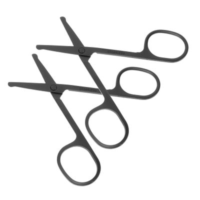 PACKOVE 2pcs Stainless Steel Beard Scissors Round Tip Eyebrow Facial Hair Scissors for Men and Women Portable Beauty Grooming Tools for Easy Trimming and Styling