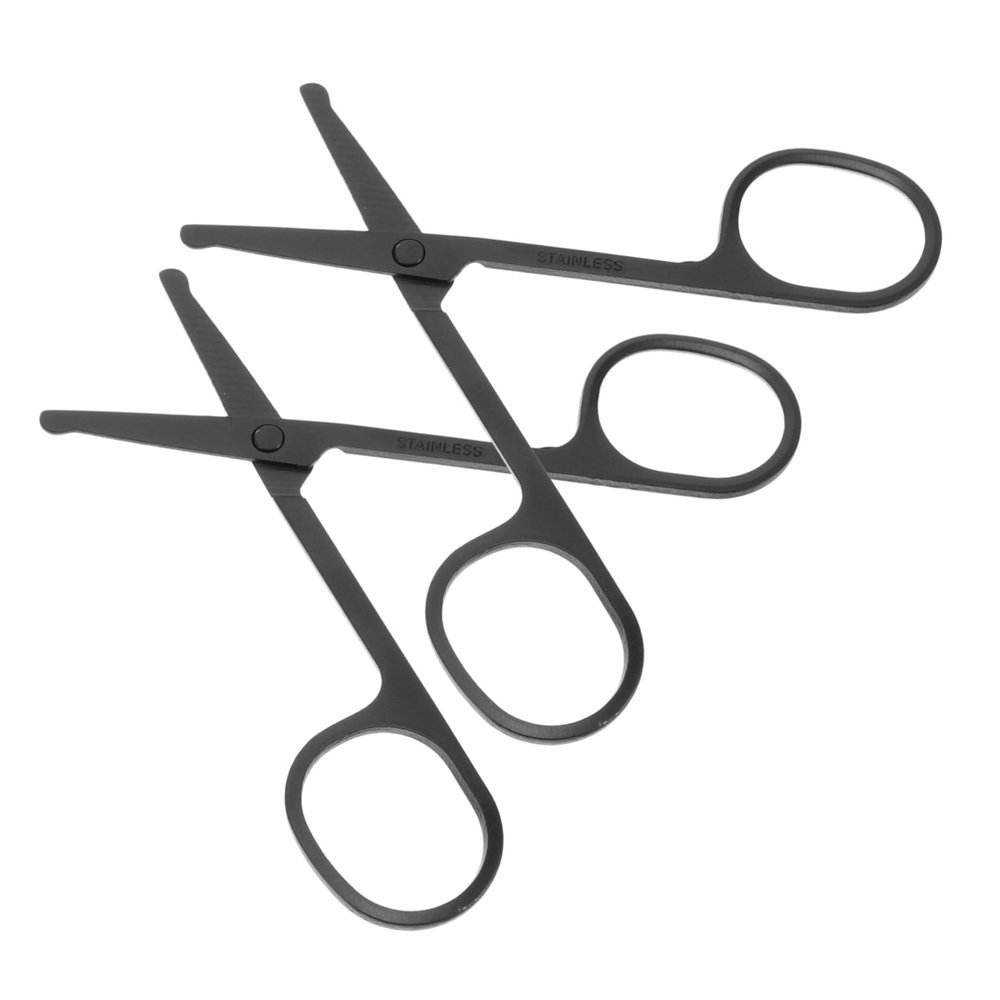 PACKOVE 2pcs Stainless Steel Beard Scissors Round Tip Eyebrow Facial Hair Scissors for Men and Women Portable Beauty Grooming Tools for Easy Trimming and Styling