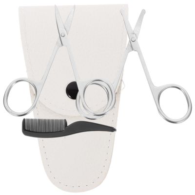 VICASKY 4pcs Beard Scissors Set Stainless Steel Nose Hair Trimmer Round Pointed Scissors Precision Cutting for Men Grooming Barber Shop Diy Kit