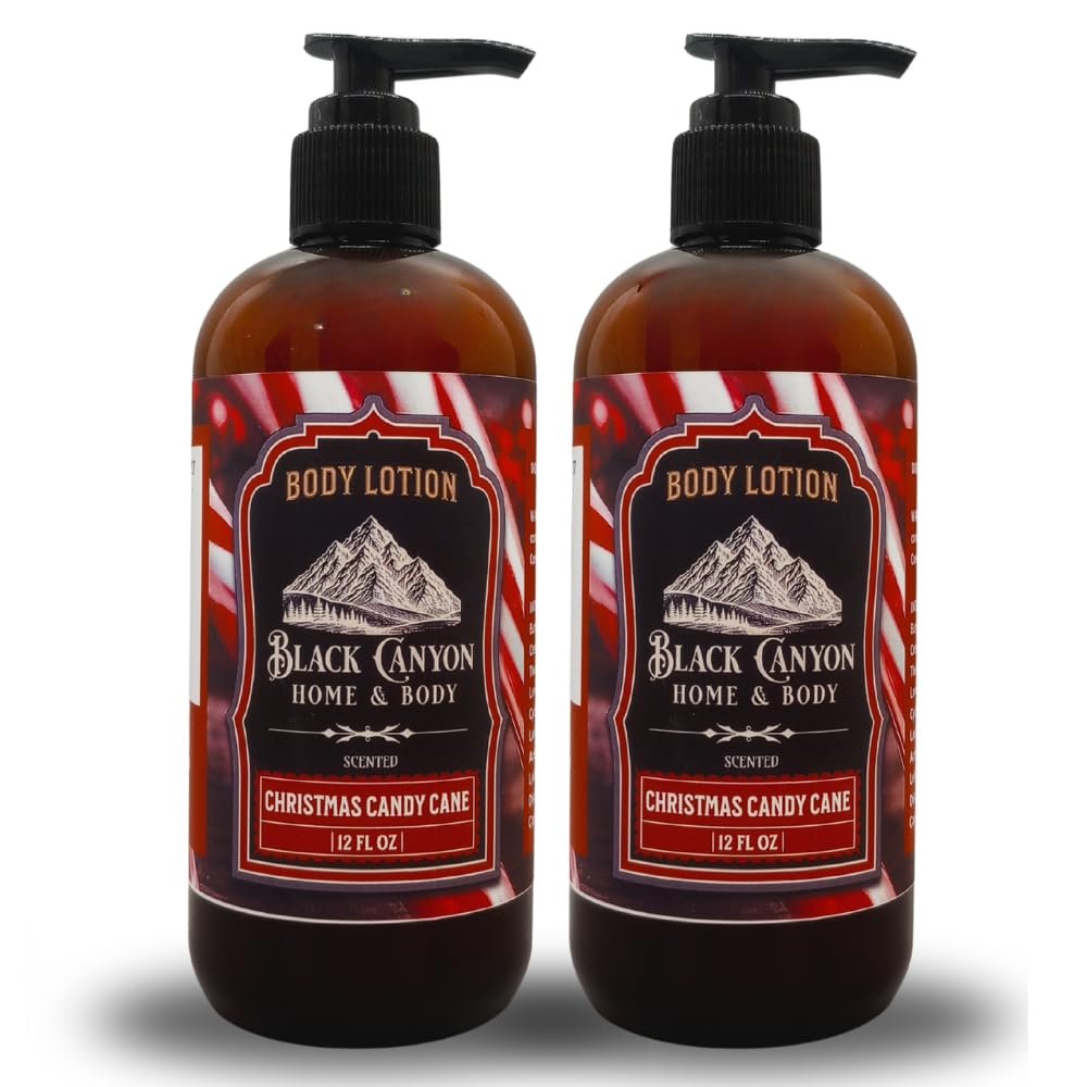 Black Canyon Christmas Candy Cane Scented Body Lotion with Lanolin and Jojoba Oil, 12 Oz (2 Pack)
