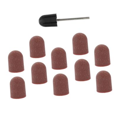PartyKindom Nail Grit Sand Cap Manicure Sanding Block Nail Drill Bit Caps Kit 10pcs Set Polishing Tool