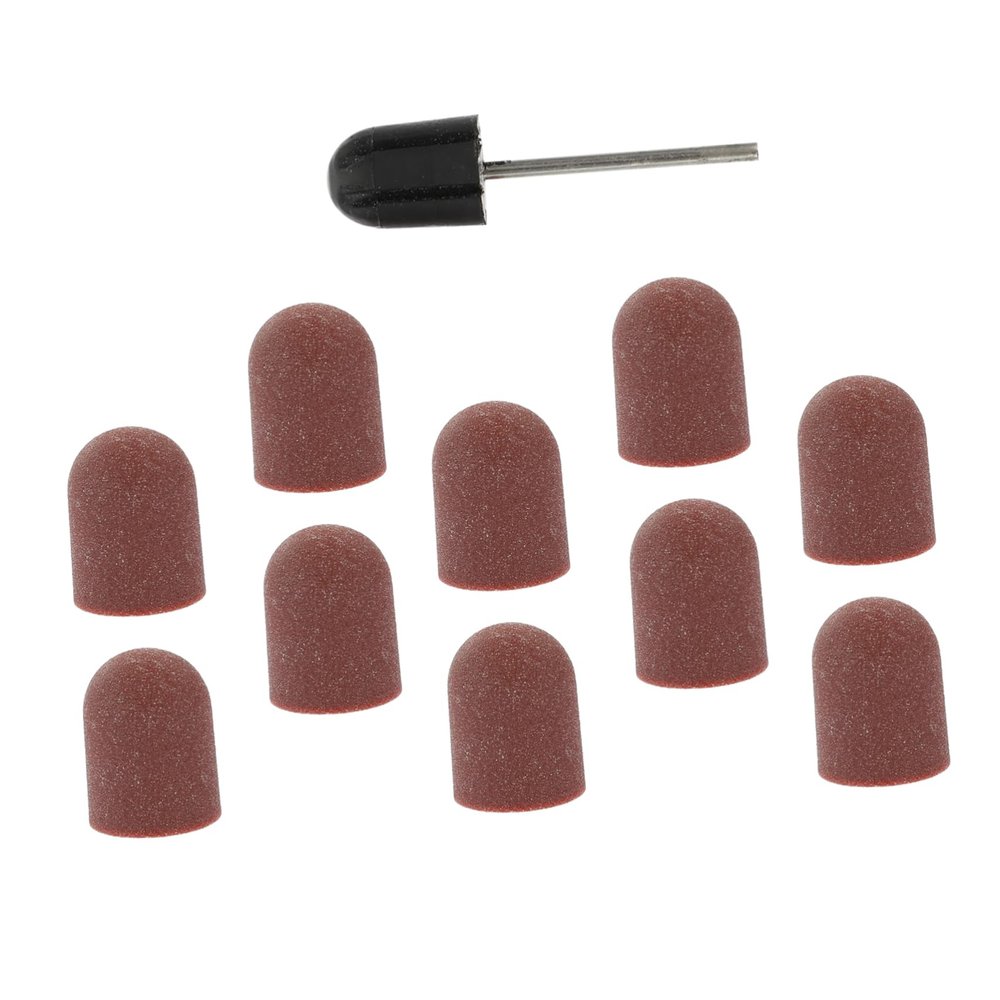 PartyKindom Nail Grit Sand Cap Manicure Sanding Block Nail Drill Bit Caps Kit 10pcs Set Polishing Tool
