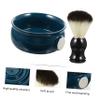 PartyKindom 2pcs Men's Shaving Ceramic Soap Bowl and Soft Shaving Brush for for Wet and Travel Grooming Kit Close Comfortable Shave view 2