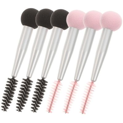 6 Pack Double Head Lash Brush with Sponge Applicator for Makeup Artists
