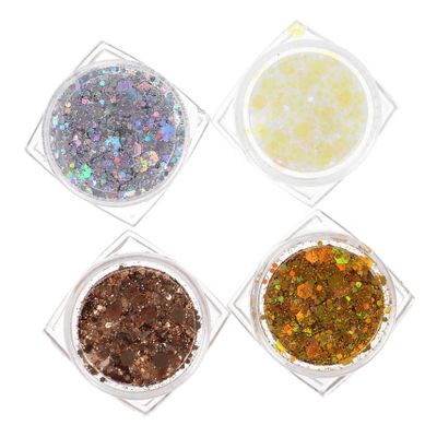 DEARMAMY 4pcs Body Glitter Gel for Easy Apply Face Paint Glitter for Festivals Concerts Rave Nail Art Sparkling Mermaid Sequins Safe for Halloween and Stage Performances