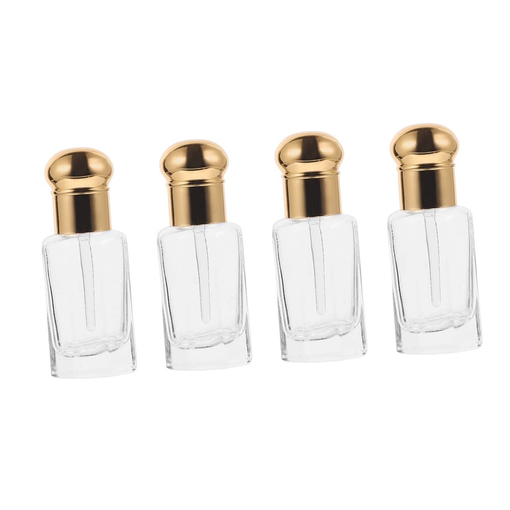 VICASKY 4Pcs Glass Essential Oil Dropper Bottles Refillable Empty Dispensers with Pressable Droppers for Aromatherapy Lotions and Muscle Foundation Travel Use