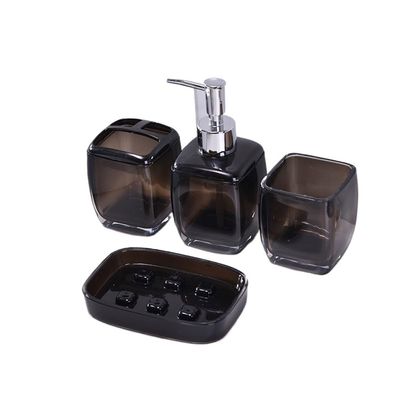 DUYHBAWRS Bathroom Black Simple Bathroom Four-Piece Toothbrush Holder Lotion Bottle Soap Box Bathroom Wash Set(E)