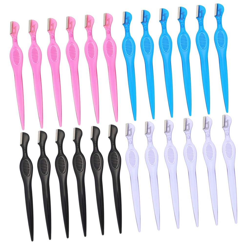 Beaupretty 24pcs Professional Eyebrow Trimmer Blade Non-Slip Handle for Facial Neck Body Hair Removal