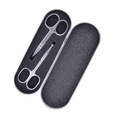CALLARON 2pcs Stainless Steel Eyebrow Trimmer Safety Hair Trimmer Kit Precision Nose Hair Scissors Edges for Safety Easy to Use