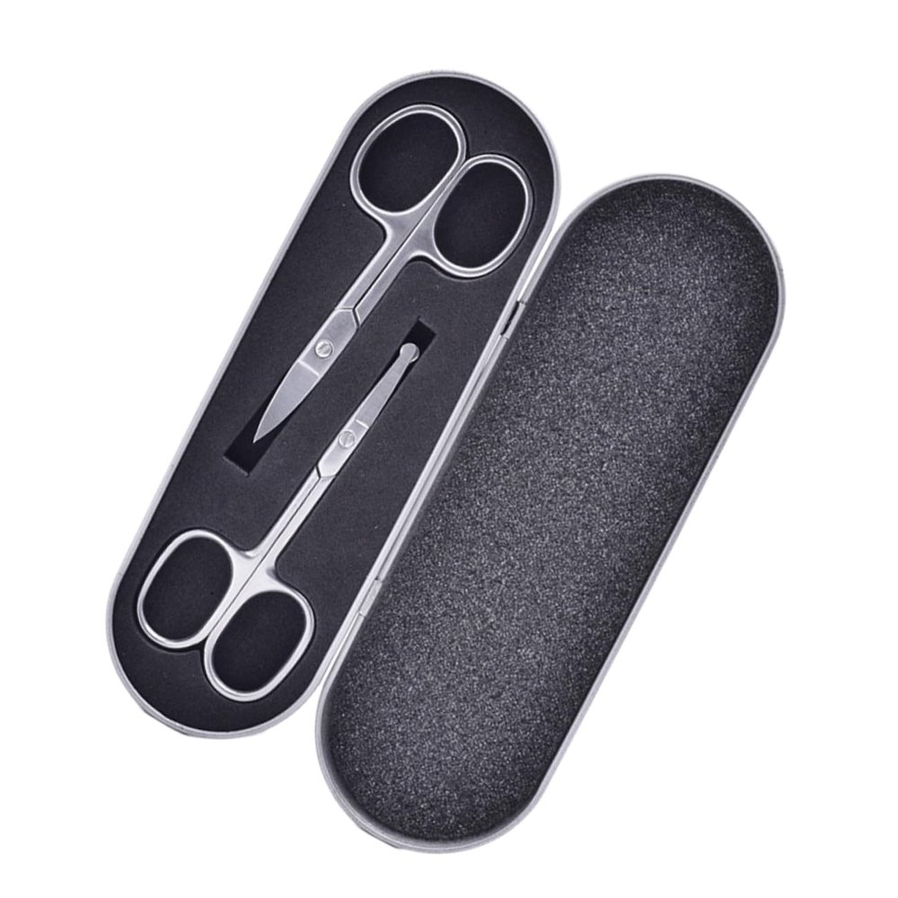 CALLARON 2pcs Stainless Steel Eyebrow Trimmer Safety Hair Trimmer Kit Precision Nose Hair Scissors Edges for Safety Easy to Use