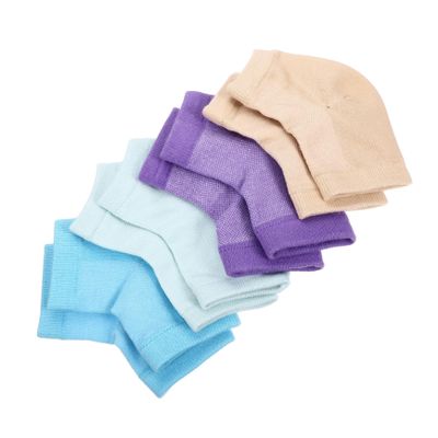 CALLARON 4pairs Moisturizing Gel Heel Socks for Dry Cracked Lotion Treatment Toe Design Unisex Colors Skin Tone