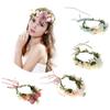 Women Floral Hair Wreath Headband Silk Flowers, Beige Bohemia view 3