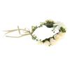 Women Floral Hair Wreath Headband Silk Flowers, Beige Bohemia view 4