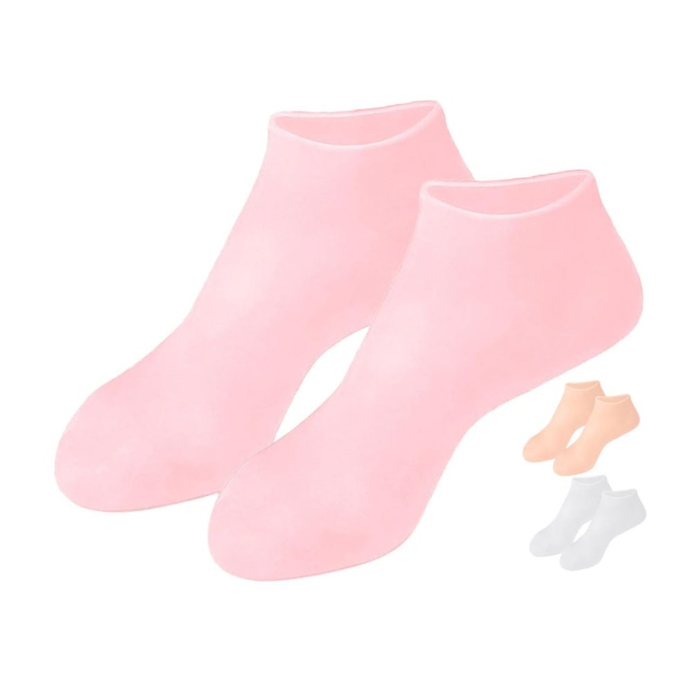 DEARMAMY 1pair Moisturizing Silicone Socks for Women Gel Foot Covers for Cracked Heels Soft Skin for Overnight
