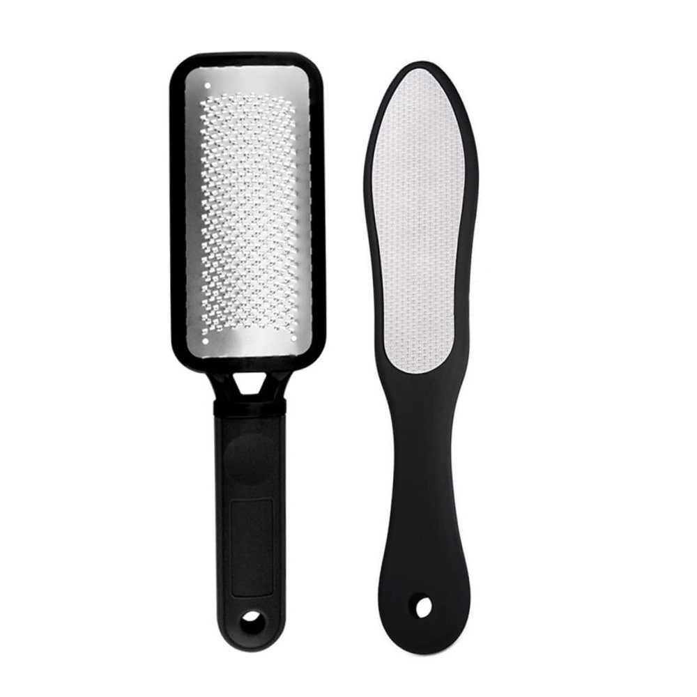 CALLARON 2pcs Double-Sided Stainless Steel Foot File for Removal and Pedicure Rasp Tools for Smooth Feet