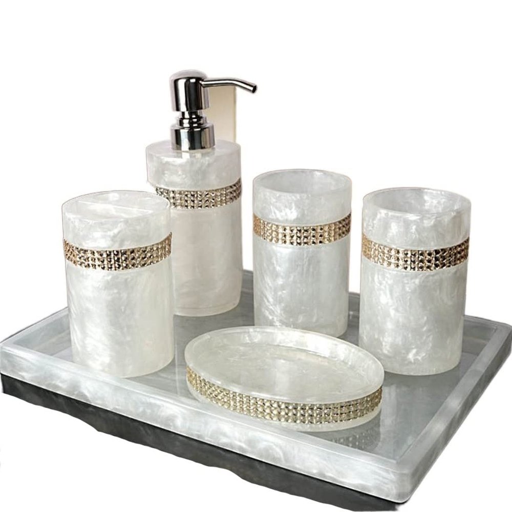 DUYHBAWRS Bathroom Five-Piece Couple Toothbrush Holder Set Soap Dispenser