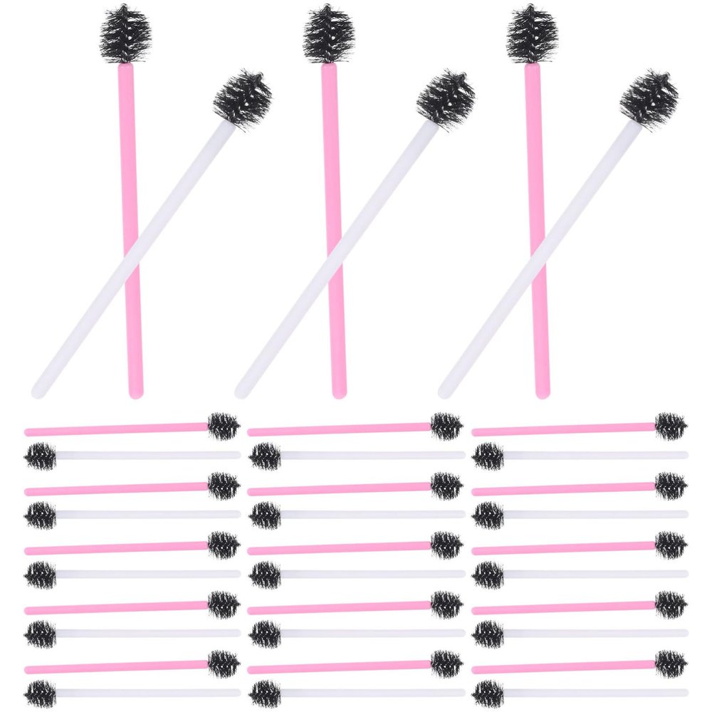 Ipetboom 100Pcs Disposable Nylon Eyelash Brushes Apple Shape Portable Makeup Tools for Eyelash Extensions and Eyebrow Grooming for Travel and Makeup Practice