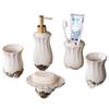 DUYHBAWRS European Bathroom Five-Piece Suit Bathroom Supplies White Kit Toiletries Wash Set Home Ceramics Decorative Accessories(D) view 1