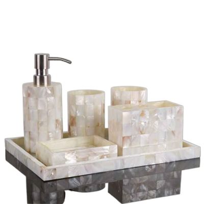 DUYHBAWRS Five-Piece Set Shell Resin Bathroom Accessories Wash Tools Soap Dispenser Gargle Cup Toothbrush Holder Soap Dish