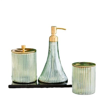 DUYHBAWRS Glass Bathroom Set Home Soap Dispenser and Toothbrush Holder Set Wash Kit Hotel Bathroom Accessories Gift