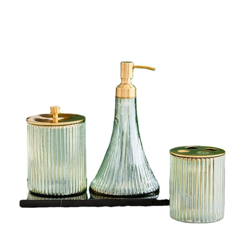 DUYHBAWRS Glass Bathroom Set Home Soap Dispenser and Toothbrush Holder Set Wash Kit Hotel Bathroom Accessories Gift
