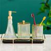 DUYHBAWRS Glass Bathroom Set Home Soap Dispenser and Toothbrush Holder Set Wash Kit Hotel Bathroom Accessories Gift view 3
