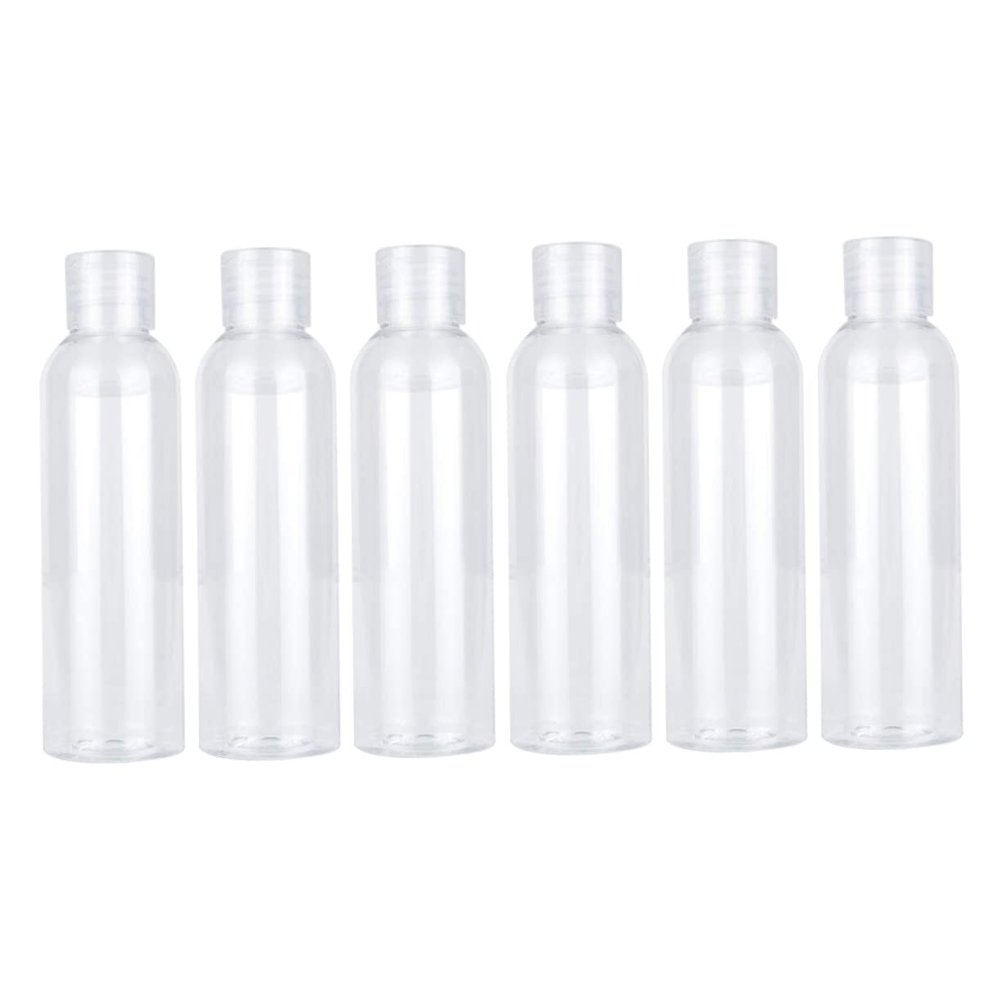 Baluue 6pcs Bathroom Accessories Flip Top Liquid Soap Bottles Refillable Plastic Travel Toiletries