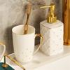 DUYHBAWRS Gold Pen Painting Bathroom Five-Piece Set Ceramic Home Five-Piece Set Toiletries Storage Box Home Decoration view 3