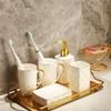 DUYHBAWRS Gold Pen Painting Bathroom Five-Piece Set Ceramic Home Five-Piece Set Toiletries Storage Box Home Decoration view 4