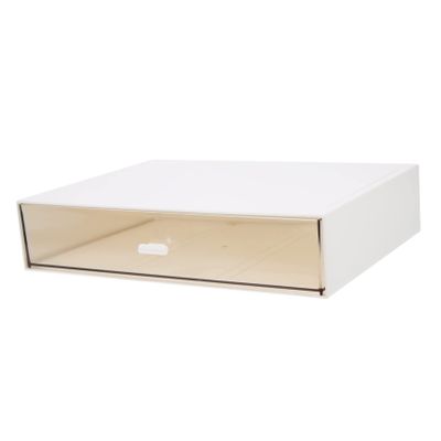 Angoily 1drawer Stackable Storage Boxes for Desk Makeup Organizer Office Holder Table Organizer White
