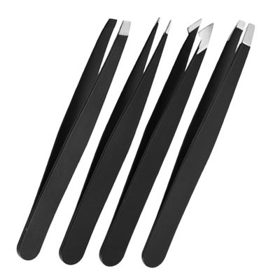 DEARMAMY 4pcs Ergonomic Eyebrow Tweezers Kit for Hair Removal Tweezers for Precision for Travel
