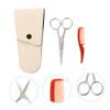 HAKIDZEL Stainless Steel Beard Scissor Set Nose Hair Scissors Comb Storage Pouch for Men Grooming view 2