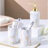 DUYHBAWRS Bathroom Accessories Marble Ceramic Set 4 Pieces Washing Set Mouthwash Cup Soap Dispenser Ceramic Sanitary Amenities view 2