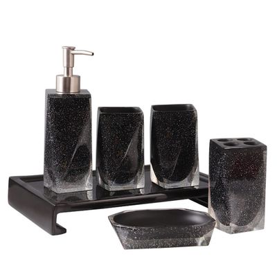 DUYHBAWRS Bathroom Five Piece Set Resin Wash Set Bathroom Toiletries Lotion Bottle Mouthwash Cup Toothbrush Holder Soap Dish Storage Tray