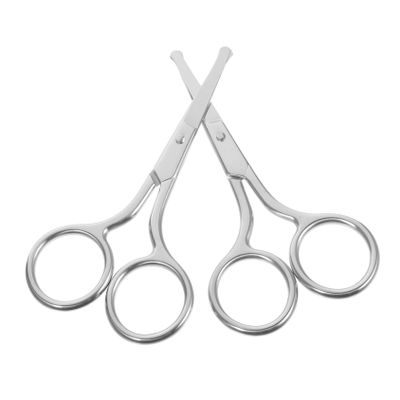 PartyKindom 2pcs Portable Stainless Steel Eyebrow Grooming Scissors Multi-function Nose Hair Trimming Tools for Easy Travel and Precise Facial Hair Grooming