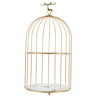 Alipis Bird Cage Makeup Organizer Rack Dual Storage Stand for Cosmetics Skincare and Perfume Elegant Dresser Display for Home Decor and Wedding Centerpieces