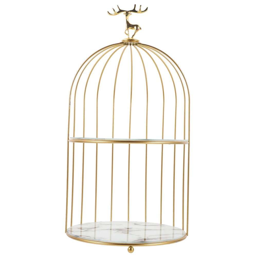 Alipis Bird Cage Makeup Organizer Rack Dual Storage Stand for Cosmetics Skincare and Perfume Elegant Dresser Display for Home Decor and Wedding Centerpieces