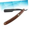 Beaupretty 2pcs Chic Vintage Style Metal Shaving Razor Wooden Handle for Men Beard Sideburns Easy to Use Barber Hair Salon Kit view 2