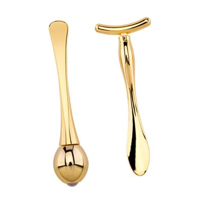 CALLARON Eye Massage Roller Set 2 T-Shaped Sticks Portable Makeup Spoon for Skincare and Relaxation for Skin Types Includes Facial Mask Spoon