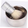 Beaupretty Professional Stainless Steel Shaving Brush and Soap Bowl Home and Salon Use Handle High-grade Bristles Food-grade Bowl view 2