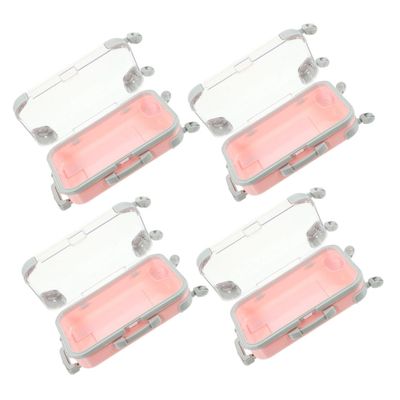 Angoily 4pcs Mini Trolley Makeup Case Portable Cosmetic Storage for Travel Makeup Suitcase for Organizing Eyelashes and Essentials Design for Women Girls